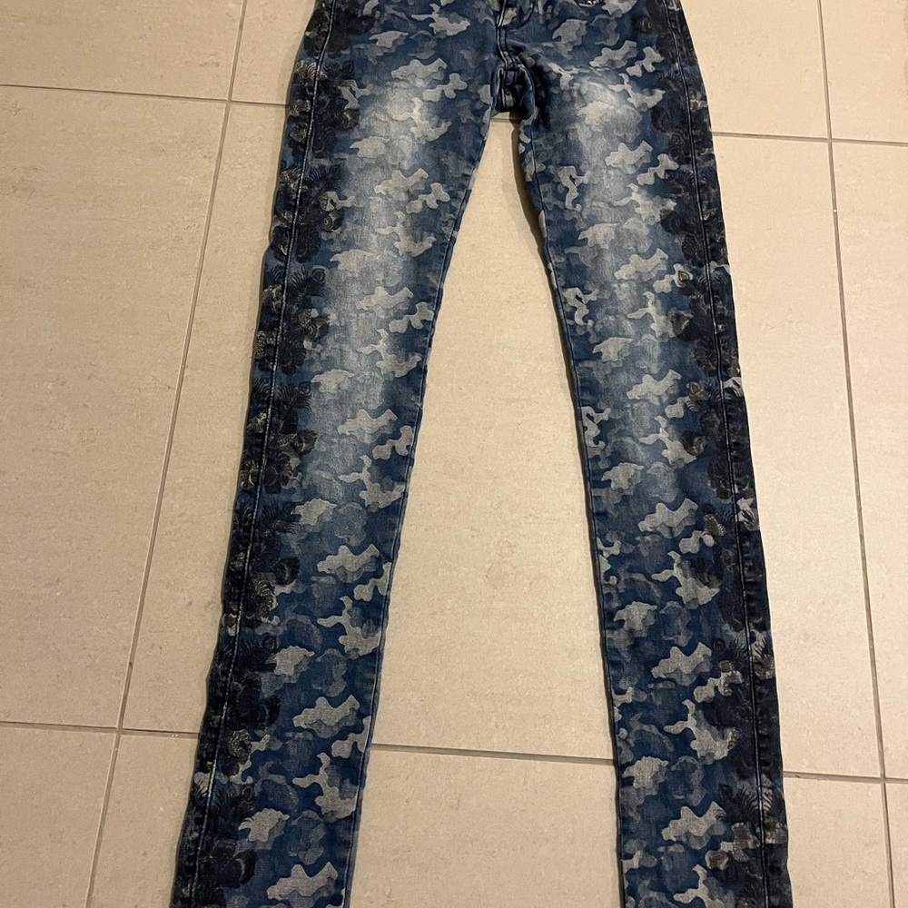 Custo Barcelona Stylish Blue Camouflage Women's Jeans